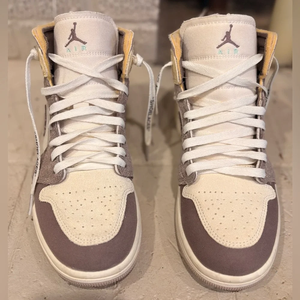 Jordan High-Top Sneakers in Cream, Brown & Yellow